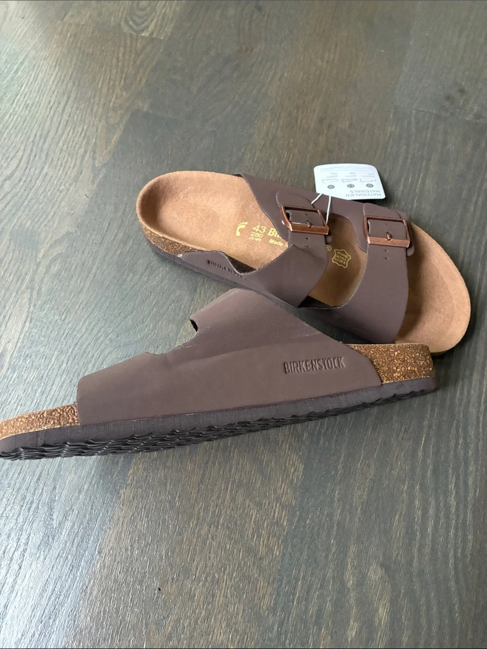 Birkenstock Brown Two-Strap Slide Sandals